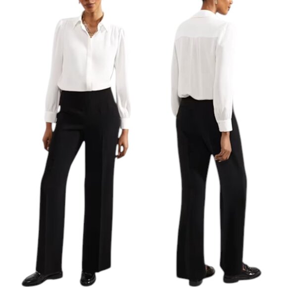 Hobbs London Wide Leg Vanessa Crepe Trousers - Black - 12 US/16 UK - Picture 1 of 9